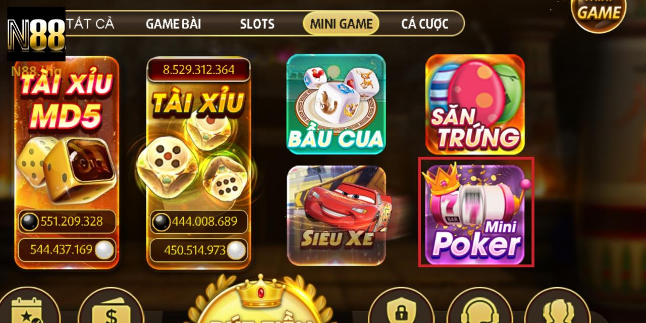 Mini Poker được đánh giá là game hot tại trang chơi N88